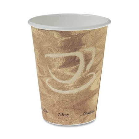 , Mistique Polycoated Hot Paper Cup, 12 Oz., Printed, Brown, 50/bag